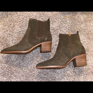 Franco Sarto Sager suede bootie olive green NWOT